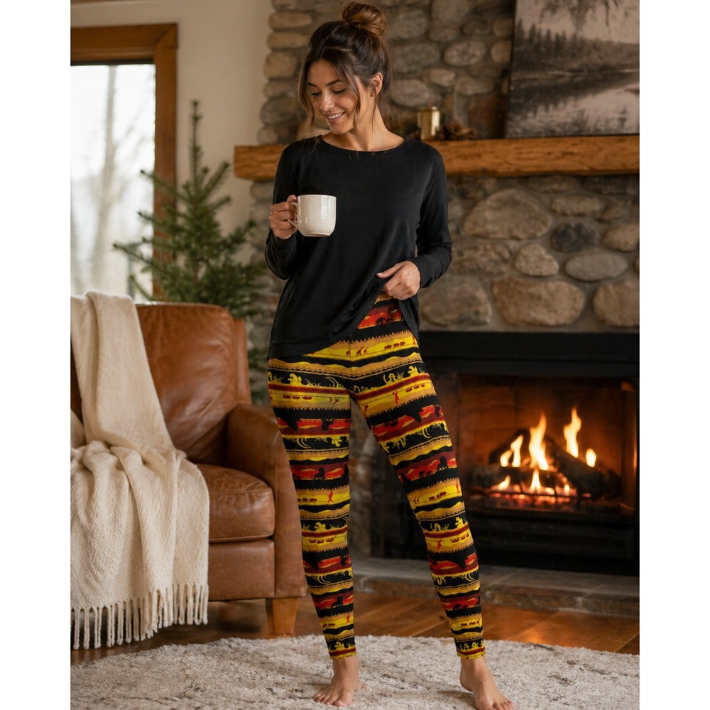 Hot Topic Leggings Womens XS Black Yellow Red Lion King High Waist Skinny